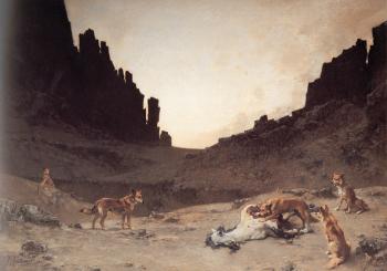 Gustave Guillaumet : Dogs of the Douar Devouring a Dead Horse